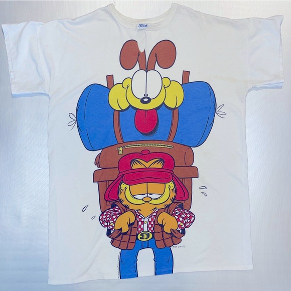 VTG Garfield & Odie Single Stitch Big Graphic T-Shirt - One Size Fits All - RARE - Picture 1 of 9